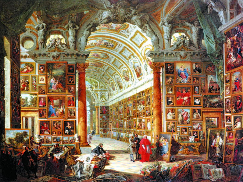 File:Pannini, Giovanni Paolo - Interior of a Picture Gallery with the Collection of Cardinal Silvio Valenti Gonzaga - 1740.jpg